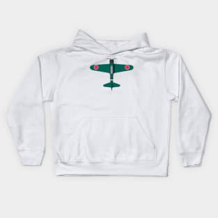 Green A6M Zero 2D plane Kids Hoodie